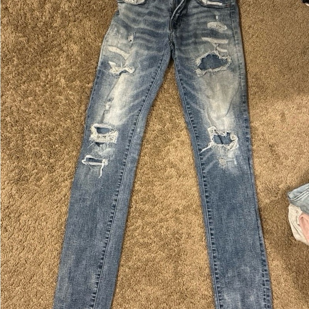American Eagle Outfitters Ripped Blue Skinny Jeans